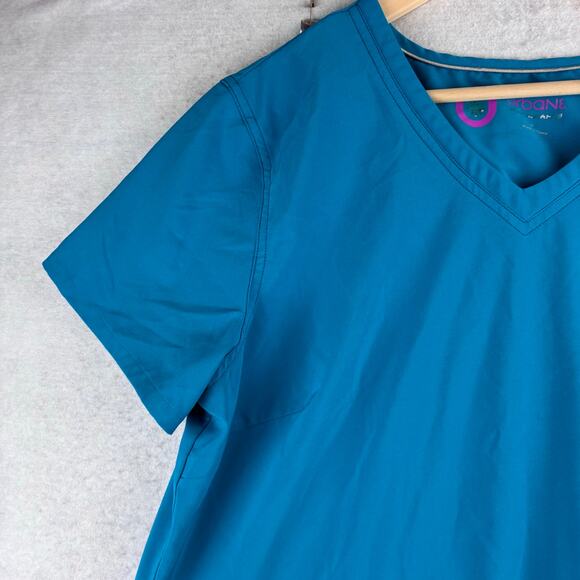 Urbane Performance Scrub Top Women's XL Teal Blue V Neck Medical Uniform Nurse - Picture 7 of 11